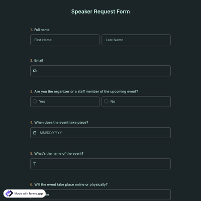 Speaker Request Form 