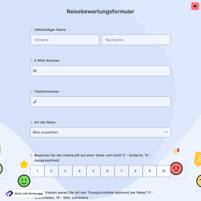 Reisebewertungsformular