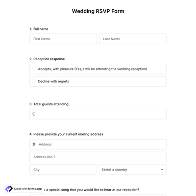 Wedding RSVP Form