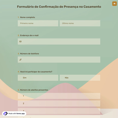 Formulário de Confirmação de Presença no Casamento