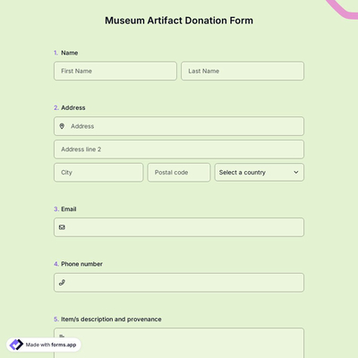 Museum Artifact Donation Form