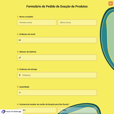 Formulário de Pedido de Doação de Produtos