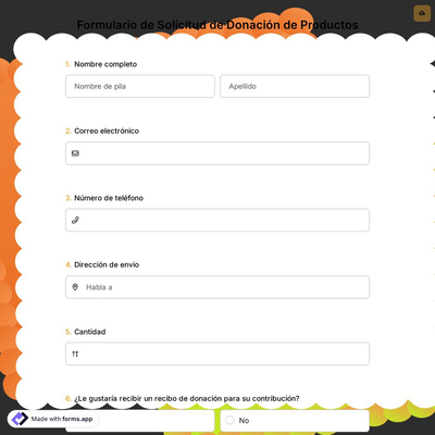 Formulario de Solicitud de Donación de Productos