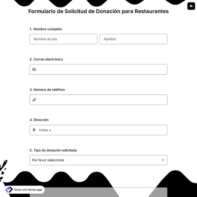 Formulario de Solicitud de Donación para Restaurantes