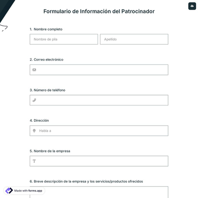 Formulario de Información del Patrocinador