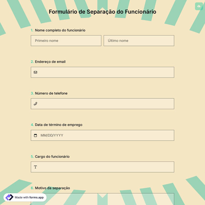 Formulário de Separação do Funcionário