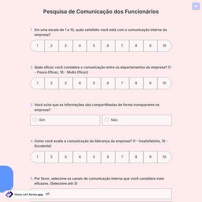 Pesquisa de Comunicação dos Funcionários
