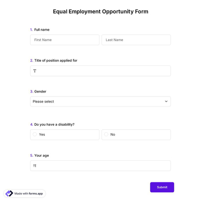 Equal Employment Opportunity Form 
