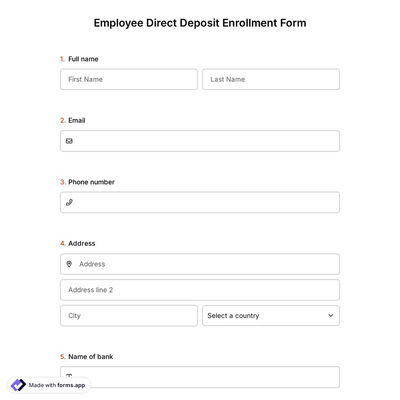 Employee Direct Deposit Enrollment Form