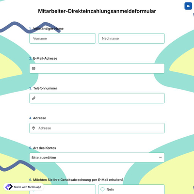 Mitarbeiter-Direkteinzahlungsanmeldeformular