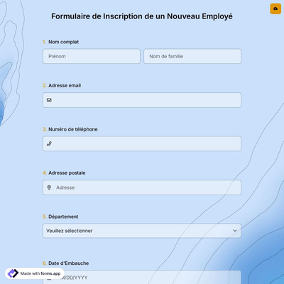 Formulaire de Inscription de un Nouveau Employé