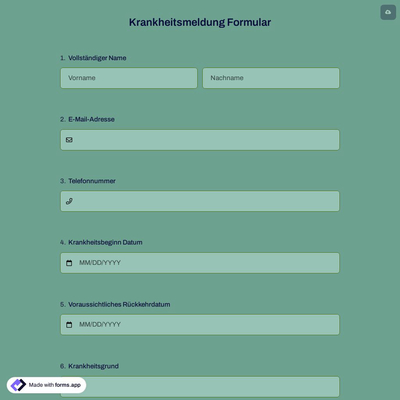 Krankheitsmeldung Formular