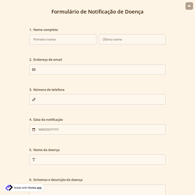 Formulário de Notificação de Doença