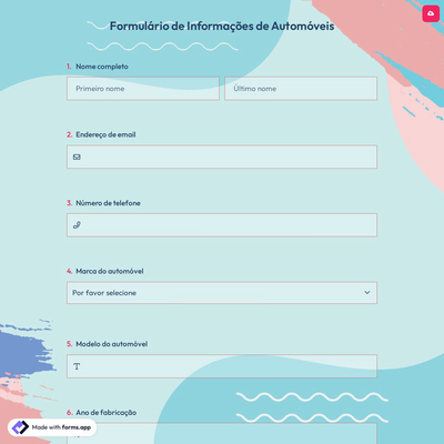 Formulário de Informações de Automóveis