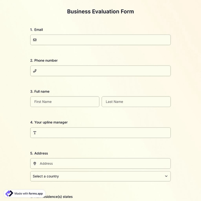 Business Evaluation Form