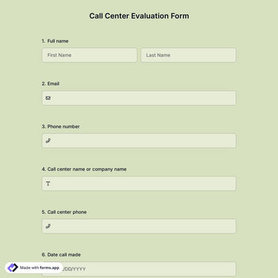 Call Center Evaluation Form