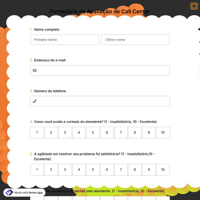 Formulário de Avaliação de Call Center