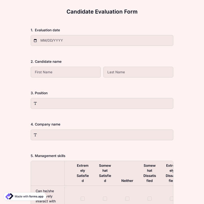 Candidate Evaluation Form 