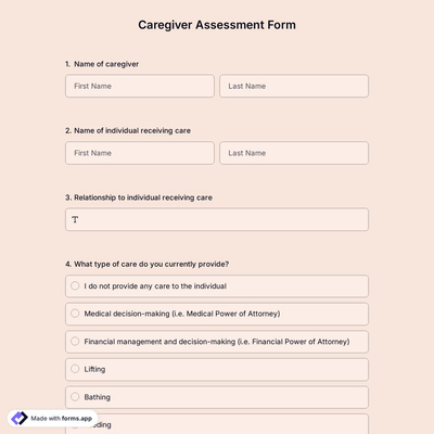 Caregiver Assessment Form