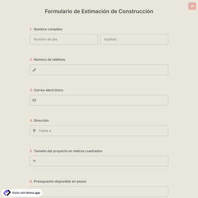 Formulario de Estimación de Construcción