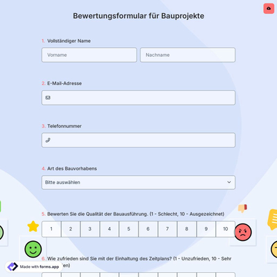 Bewertungsformular für Bauprojekte