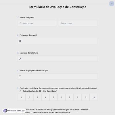 Formulário de Avaliação de Construção