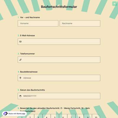 Baufortschrittsformular