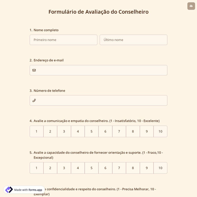 Formulário de Avaliação do Conselheiro