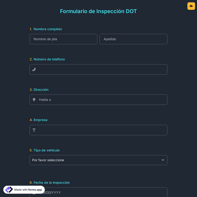 Formulario de Inspección DOT