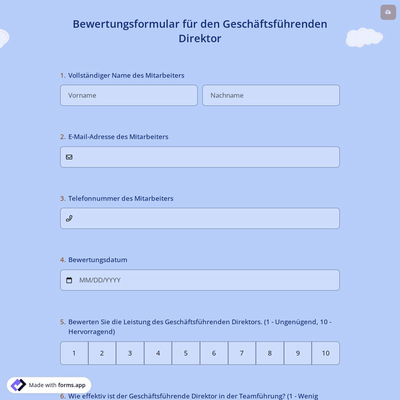 Bewertungsformular für den Geschäftsführenden Direktor