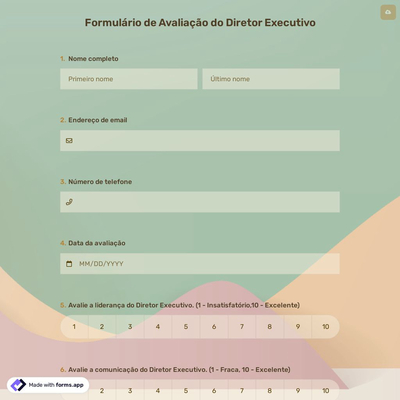Formulário de Avaliação do Diretor Executivo