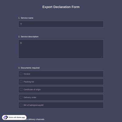 Export Declaration Form