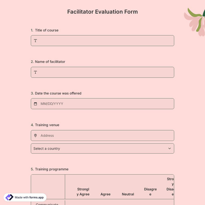 Facilitator Evaluation Form