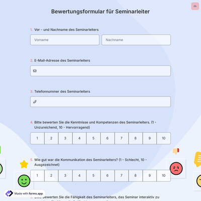 Bewertungsformular für Seminarleiter