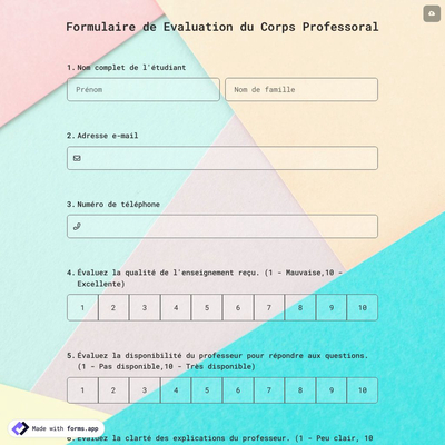 Formulaire de Evaluation du Corps Professoral