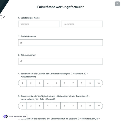 Fakultätsbewertungsformular