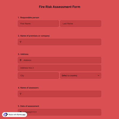 Fire Risk Assessment Form