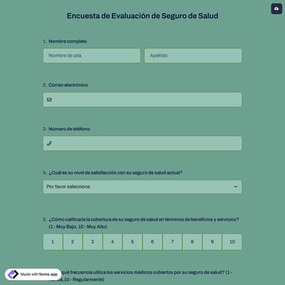 Encuesta de Evaluación de Seguro de Salud