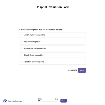 Hospital Evaluation Form 