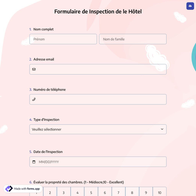 Formulaire de Inspection de le Hôtel