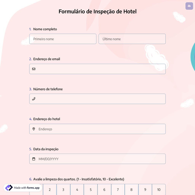 Formulário de Inspeção de Hotel