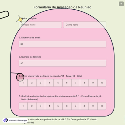 Formulário de Avaliação da Reunião