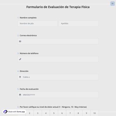 Formulario de Evaluación de Terapia Física