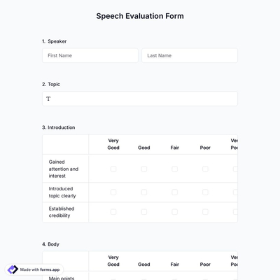 Speech Evaluation Form