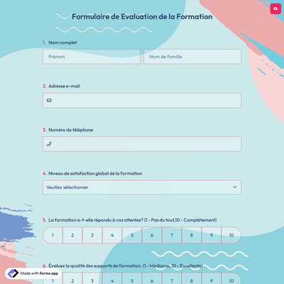 Formulaire de Evaluation de la Formation