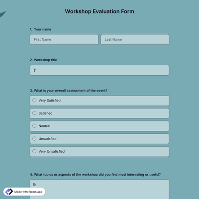 Workshop Evaluation Form