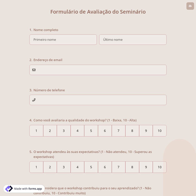 Formulário de Avaliação do Seminário