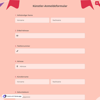 Künstler-Anmeldeformular