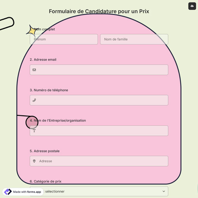 Formulaire de Candidature pour un Prix