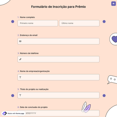 Formulário de Inscrição para Prêmio